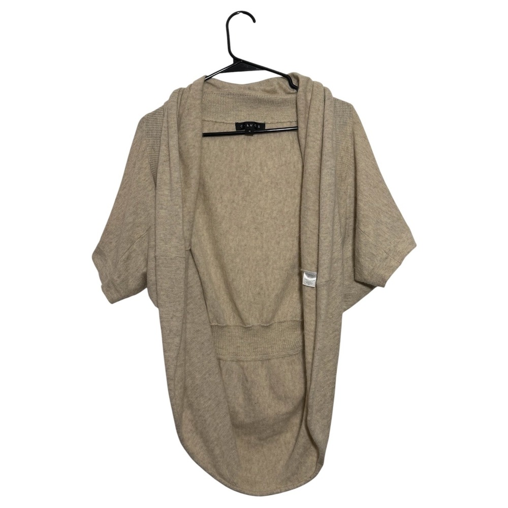 C. Luce Minimalist Wool Angora Blend Cocoon Cardigan Beige Cozy Boho Size Medium